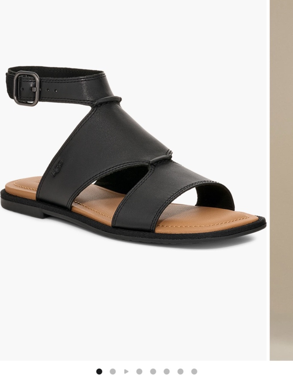 UGG Black Leather Ankle-Strap Open-Toe Sandal